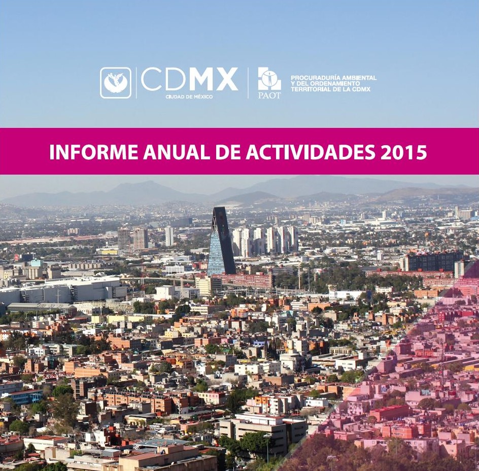 Portada de Informe Anual de Actividades de la PAOT 2015